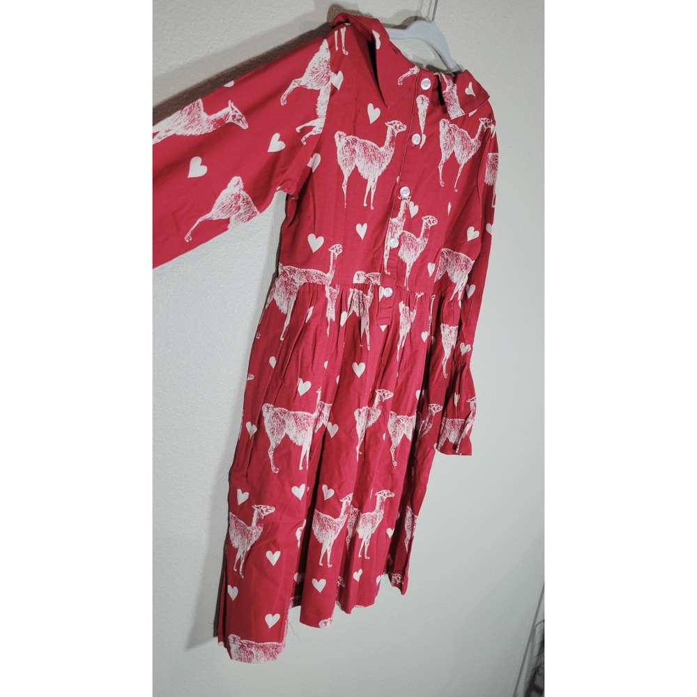 Kate Quinn Red Llama Heart‎ Bamboo Dress Girls 7Y NWT 2023 - Picture 7 of 7